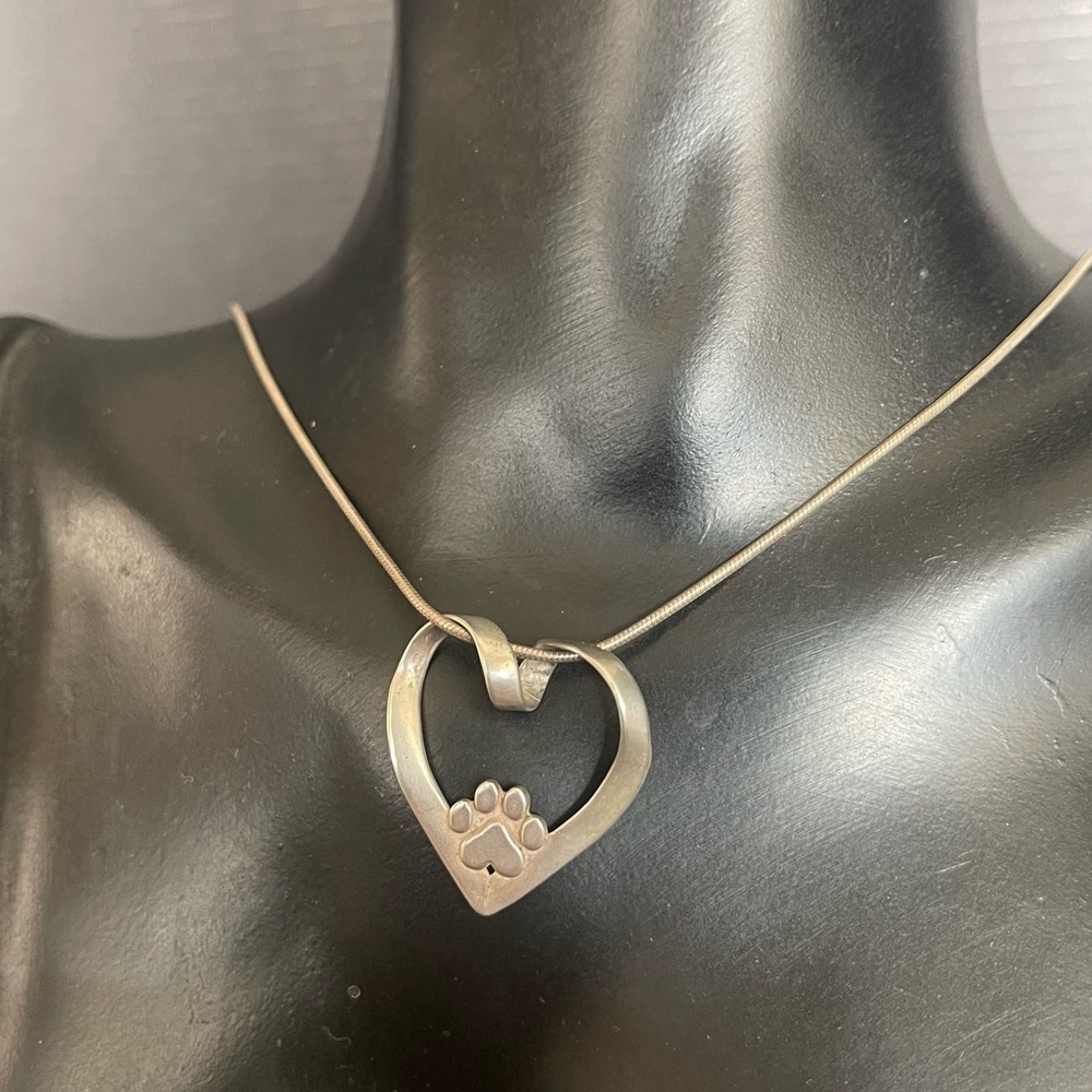 Sterling silver paw heart 925 necklace chain